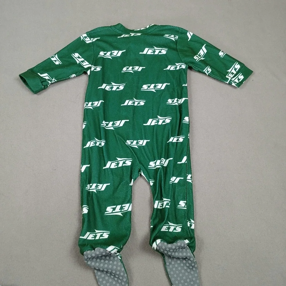 NY Jets Baby‎ One Piece 6/9 Months NFL Team Apparel Kids Footie Pajamas Green